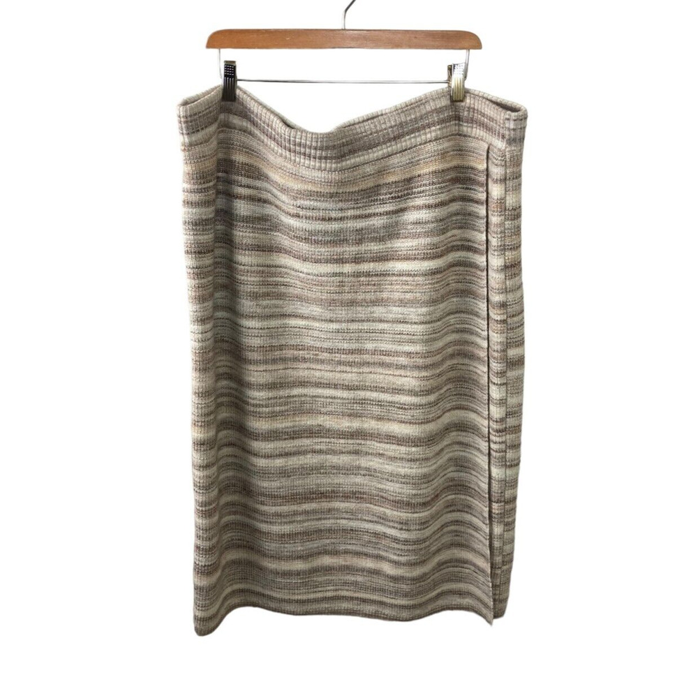 J. Crew NEW 3X Neutral Space Dyed Knit Sweater Faux Wrap Midi Skirt Quiet Luxury
